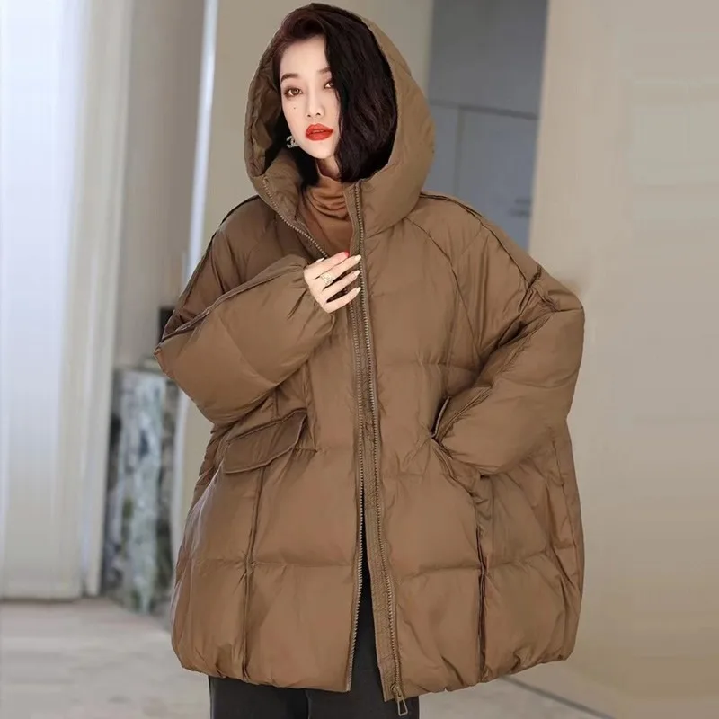 Retro Down Coat Women 2023 New Winter Boutique Ethnic Style Art Retro Warm White Duck Down Hooded Fashion Short Overcoat