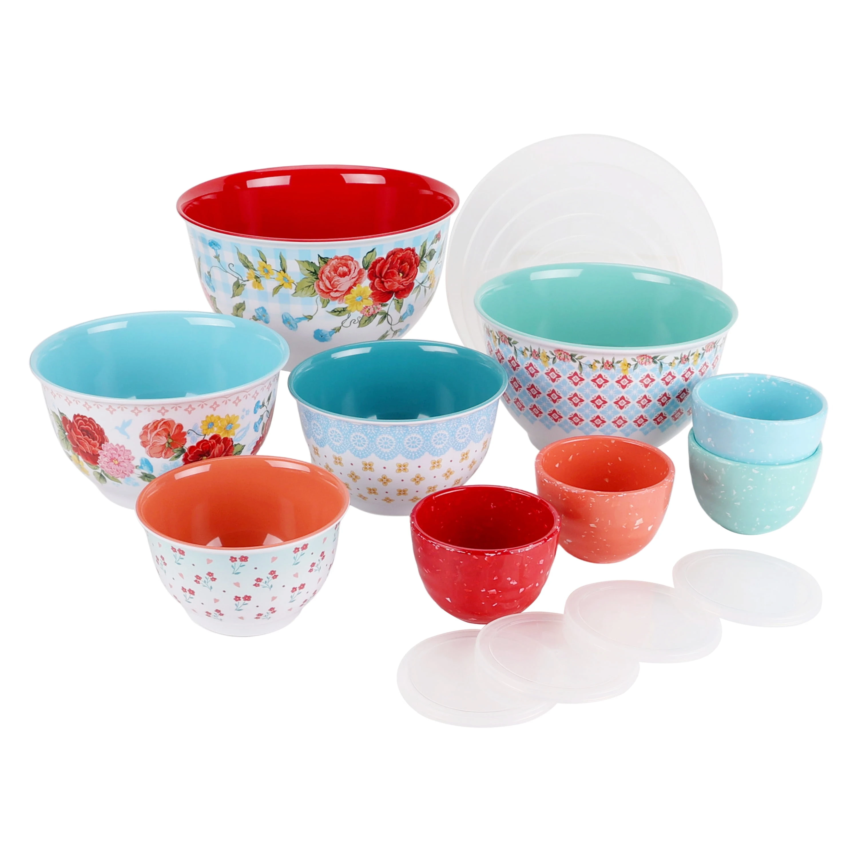 

Melamine Mixing Bowl Set with Lids, 18 Piece Set, Sweet Rose