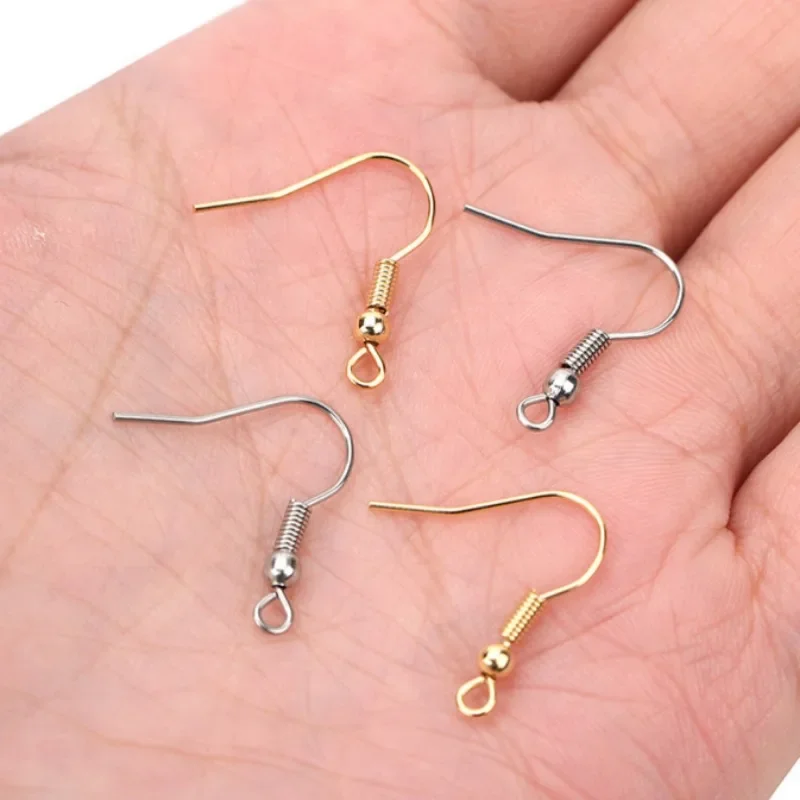 DIY Curved Ear Hook Electroplating Earring Hooks Metal Earring Clasp Iron Ear Hooks Bright Earrings Jewelry Making Accessories