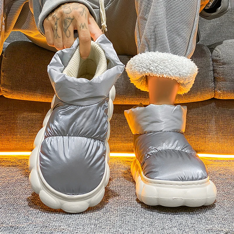 Winter Men Warm Shoes Home Cotton Shoes Outdoor Non-slip Waterproof Couple Snow Boots Women Casual Comfortable Plush Boots