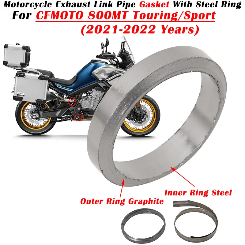 

Slip On For CFMOTO 800MT Touring Sport 2021 2022 Motorcycle Exhaust Escape Modified Muffler Link Pipe Gasket With Steel Ring