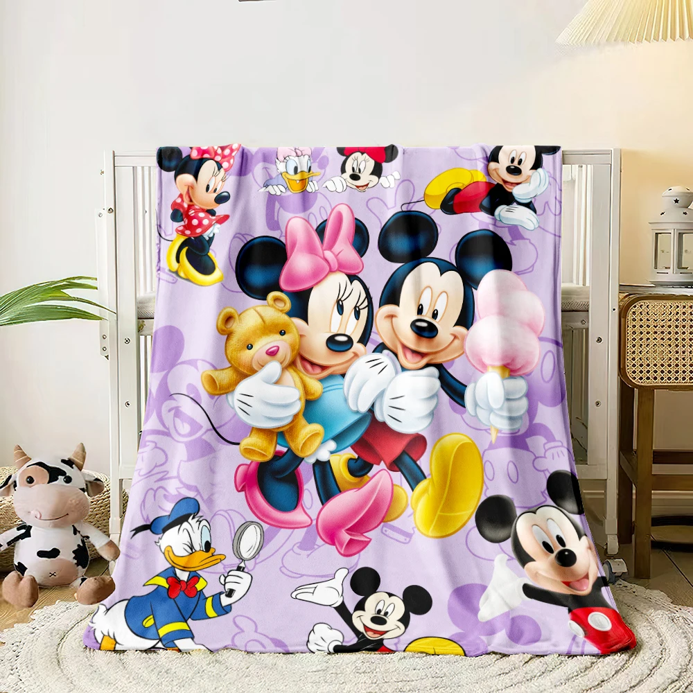 미키 만화 HD 프린트 플란넬 얇은 담요. 사계절 담요. 소파 침대 거실 여행 피크닉 담요 선물