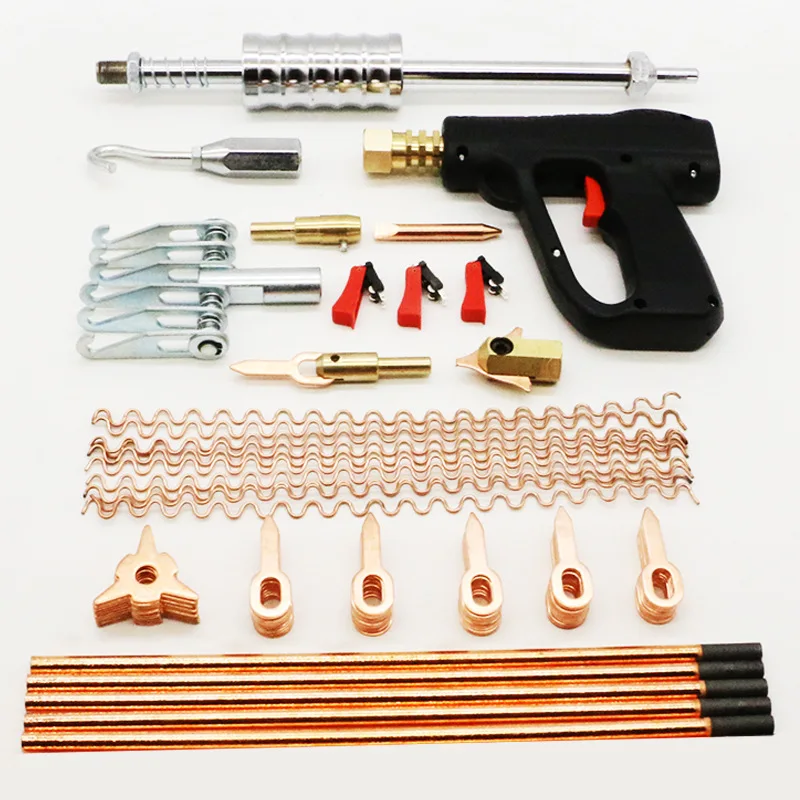 

1set Car Body Dent Repair Puller Kit Dent Spot Removal Repair Triangular Pull Hammer Device Welder Stud Welding Pulling Hammer