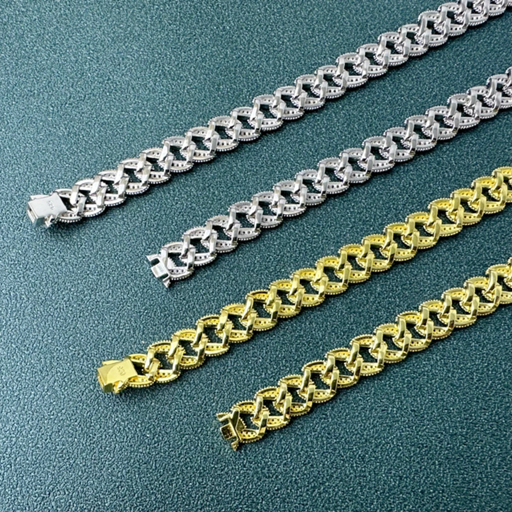 WUIHA 925 Sterling Silver Sparkling Synthetic Moissanite Diamond Miami Cuba 8MM Chain Necklace Hiphop Rock Jewelry Wholesale - Image 5