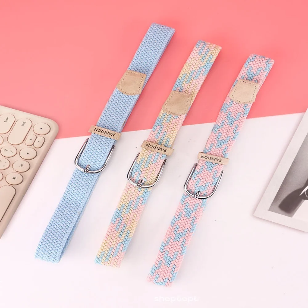 

Тканый холщовый пояс без отверстий, популярный джинсовый свободный пояс, эластичный декоративный пояс для женщин