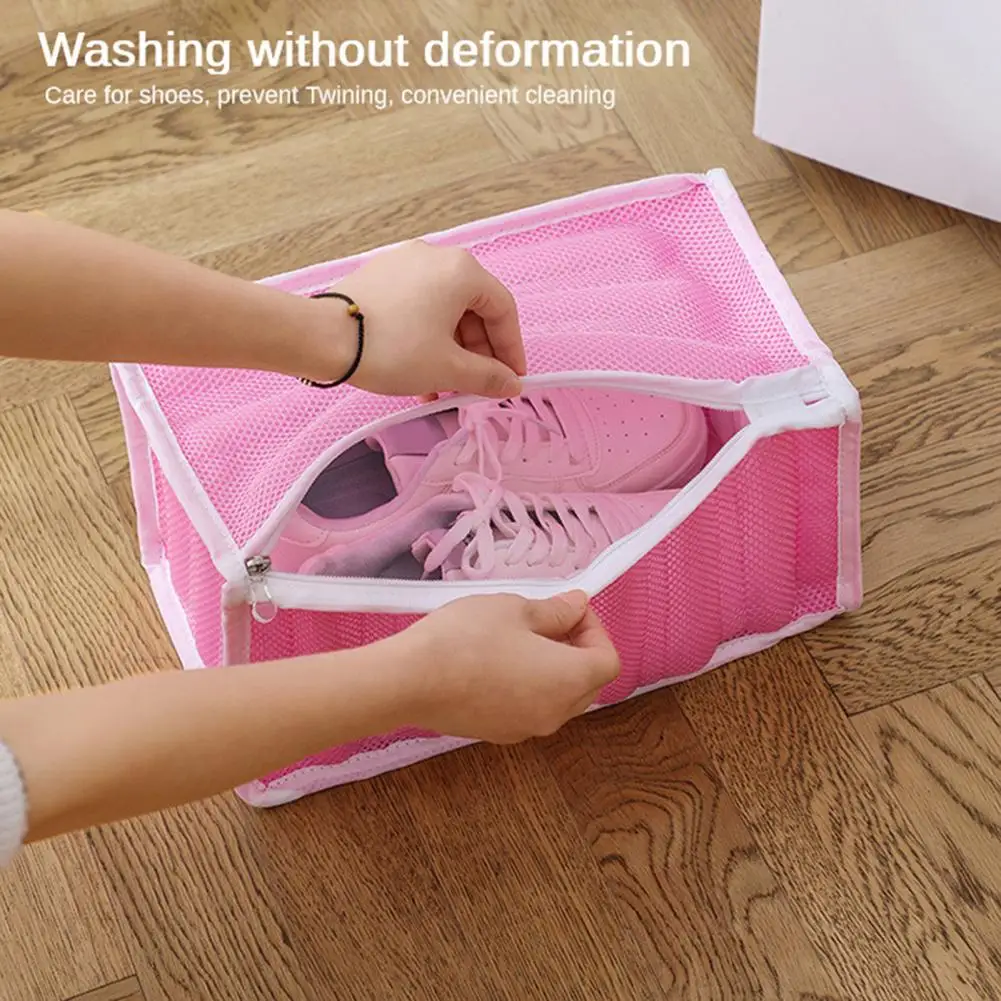 

Shoe Washing Bag Rectangle Zipper Closure Anti-deform Reusable Multi-functional Washer Dryer Safe Shoes Laundry Bag Home Supply