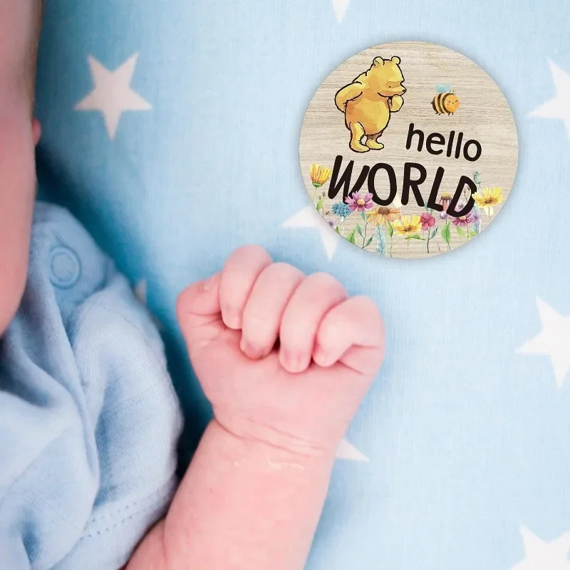 7Pcs 월간 마일스톤 서클 귀여운 곰 양면 인쇄 월 Hello World 나무 성장용 기념품