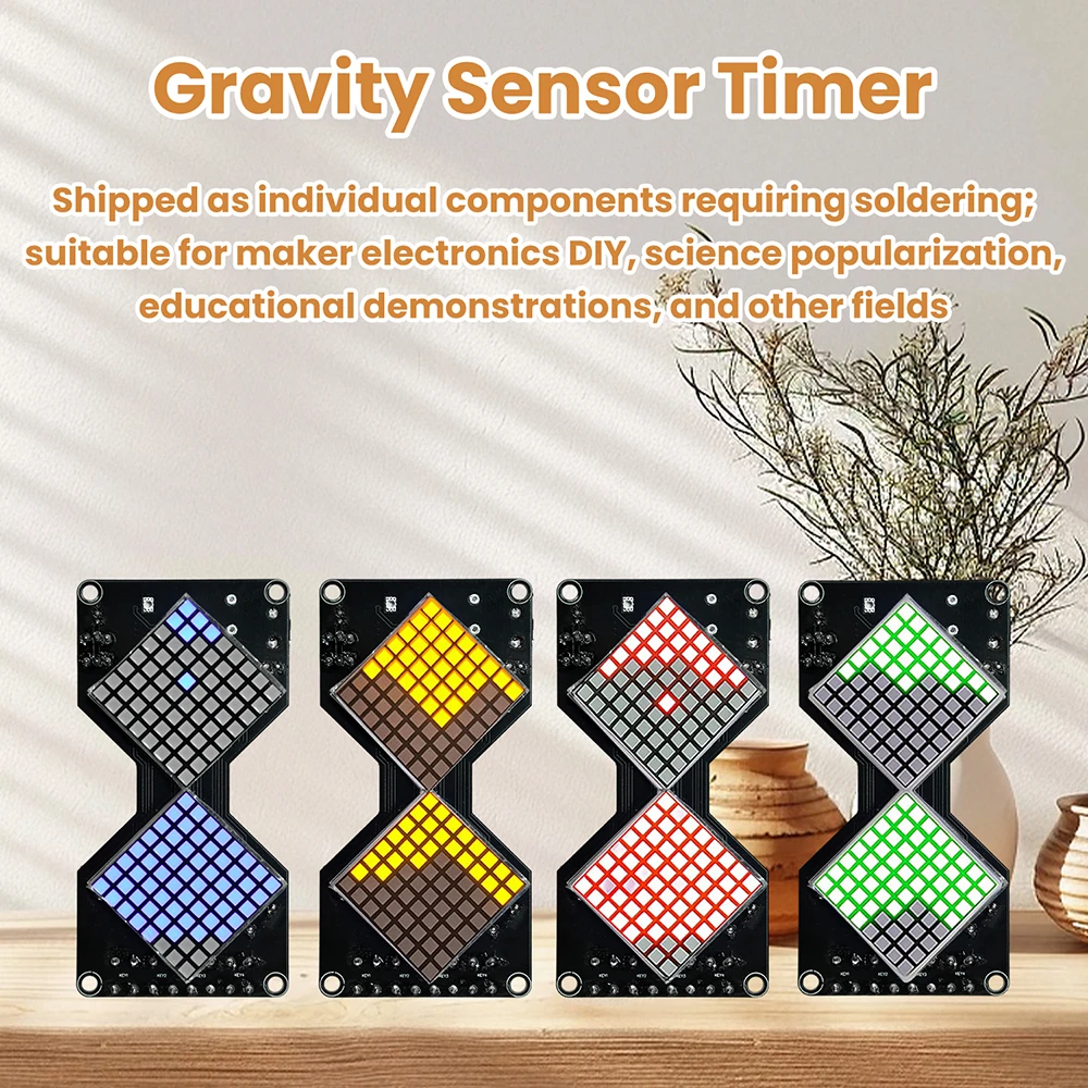 DC5V LED Dot Matrix Electronic Hourglass DIY Kit Gravity Sensing Timer ...