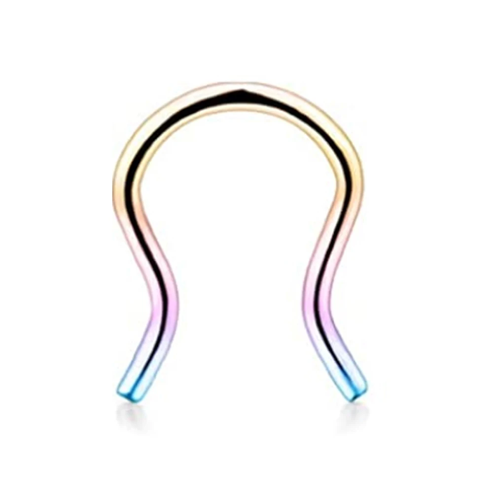 WKOUD Clear Flexible Septum Retainer Plastic & Surgical Steel Nose Septum Ring Piercing Jewelry For Women Men Sean