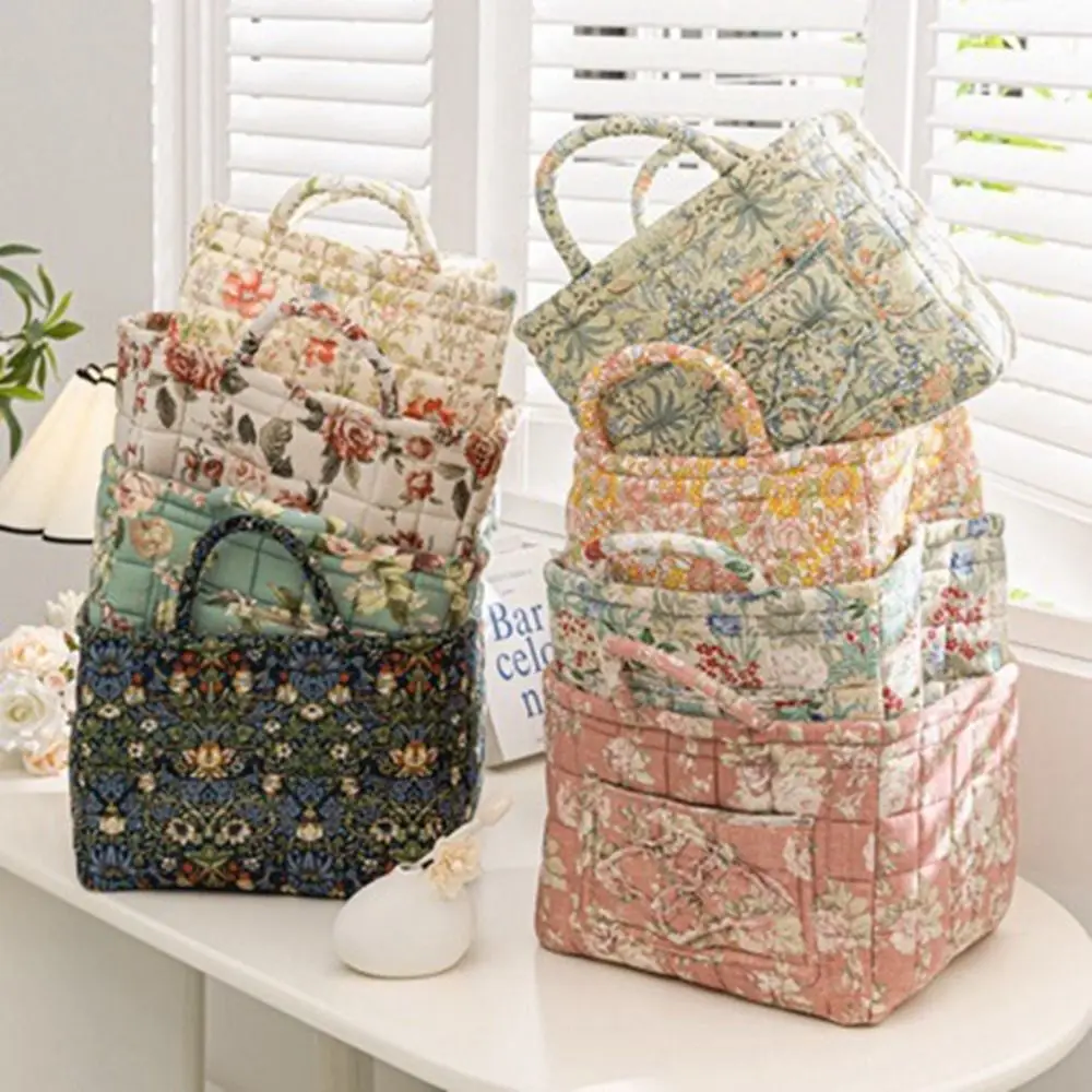 Pastoral Style Fabric Storage Basket Washable Stackable Underwear Debris Organizing Frame Foldable Sundries Storage Organizer 2