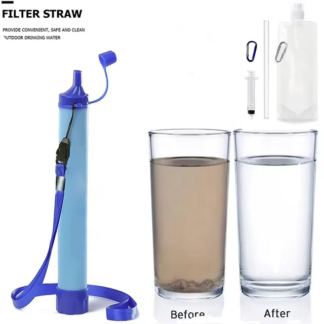 1-10 ชิ้นเครื่องกรองน้ำฉุกเฉินแบบพกพาสำหรับการผจญภัยกลางแจ้งการเดินทางอุปกรณ์เอาตัวรอดกรองสำหรับตั้งแคมป์เดินป่า 5