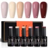 YOKEFELLOW Gel Polish Nail Set 6 Colors Skin Tones Nude Pink Gel Nail Polish Brown Neutral Soak Off Nail Art Design Salon DIY 1