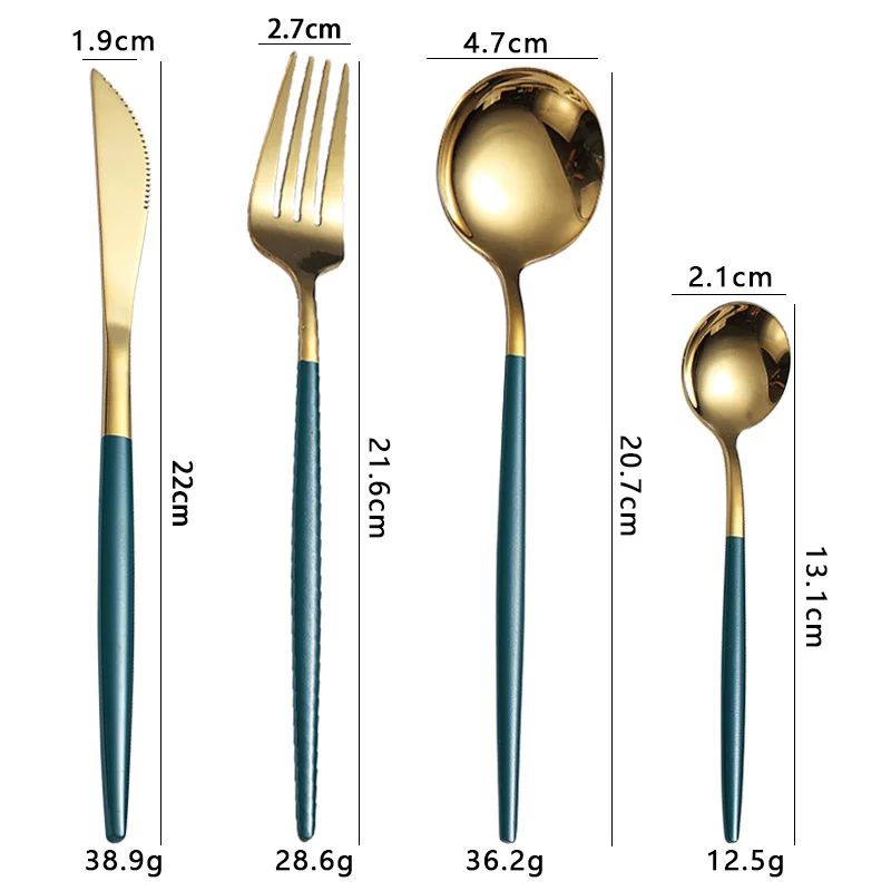 Thin Portuguese Stainless Steel Knife, Fork and Spoon Set 24 Pieces Meal Set Steak Western Food Knife, Fork and Spoon