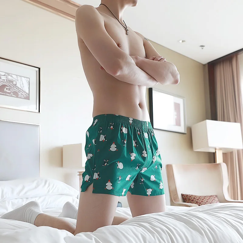 Tropical Printing Men's Boxer Side Split Underwear Soft Boxershorts Cotton Underpants Beach Home Casual Shorts Male Panties