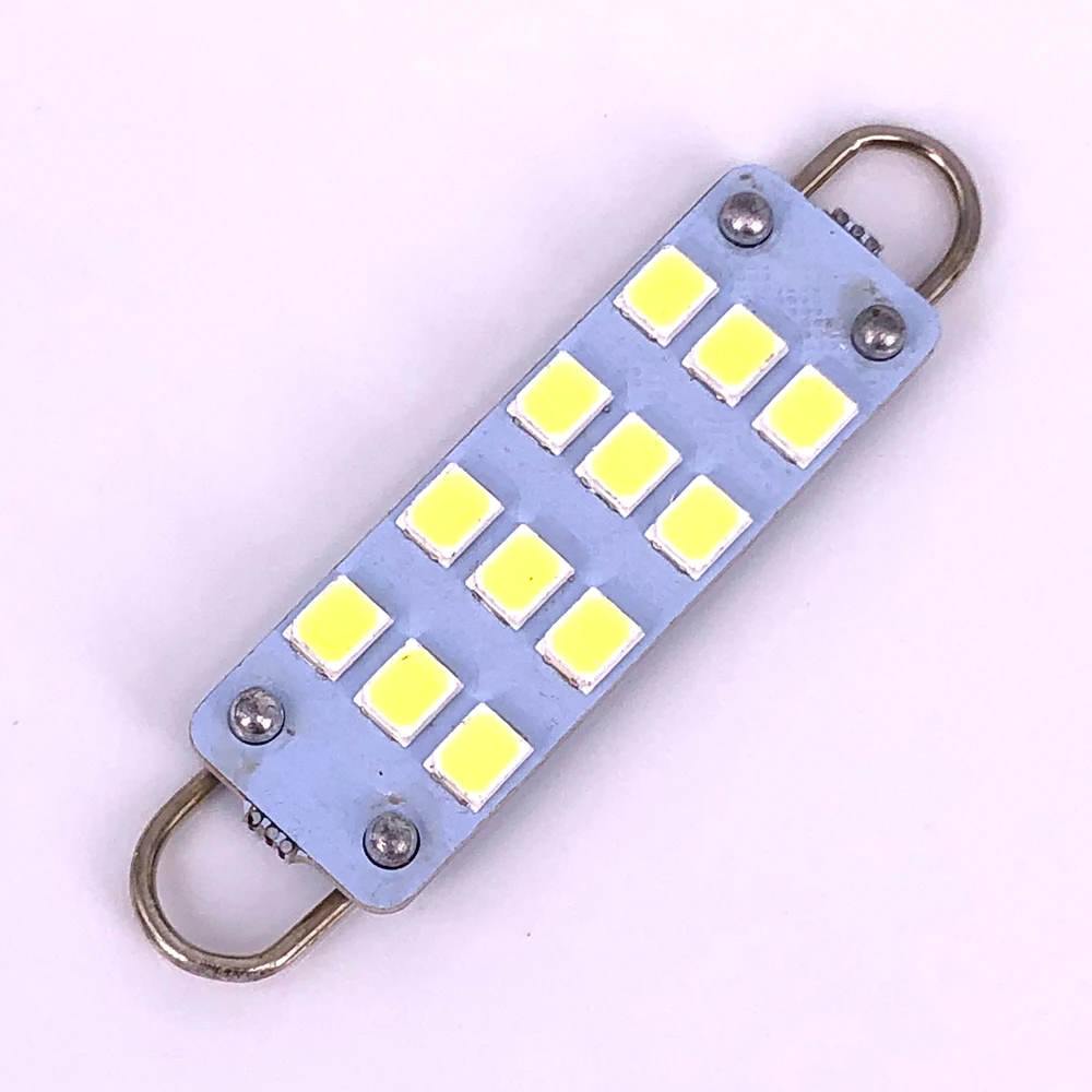 

50PCS Car Interior Light Festoon Bulb Rigid Loop 44mm 12 SMD LED 2835 DC 12V Light For Door Lights Dome Light Bulbs White