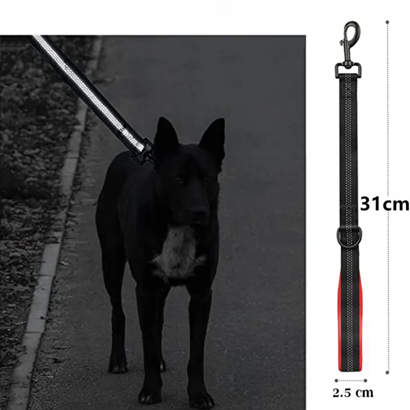 Forte Guinzaglio Corto Per Cani | Guida Riflettente Per Controllo Addestramento, Con D-Ring Per Accessori, Taglia Media/Grande