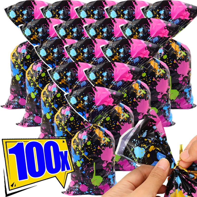 Description Picture 4 of item25/100PCS Fluorescent Themed Art Graffiti Candy Bag Gift Packaging Bag Glow Birthday Party Supplies Wedding Baby Shower Gift Bag