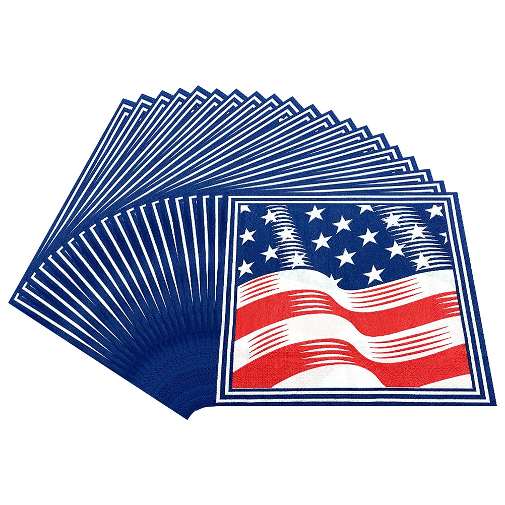 

40 Pcs Paper Napkin Decorative Napkins Party Independence Day Dinner Serving Utensils