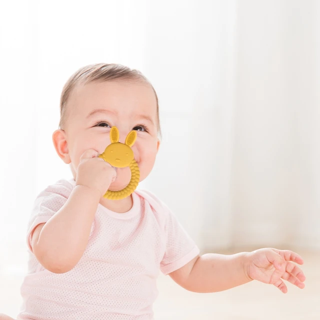 Silicone Rabbit Teether Baby Toy Food Grade Teething Ring Accessories Teething Molar Toys Infant Rattle Toy Newborn Baby Stuff 6