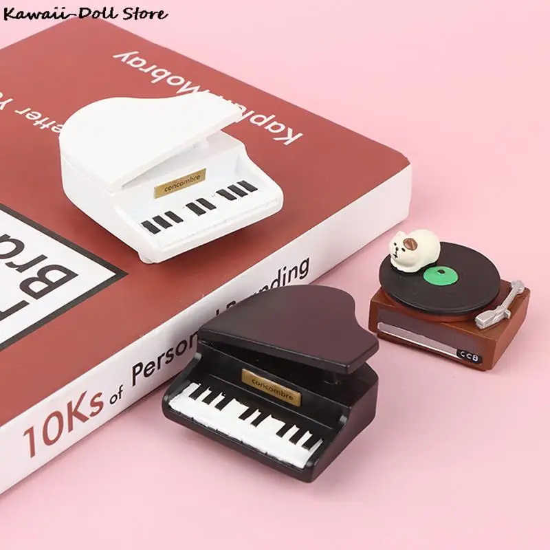 

1/12 Dollhouse Mini Piano With Stool Musical Instrument Model For Doll House Accessories Decor Miniature Retro Piano Set
