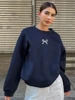 Casual Women's Sweatshirts Kawaii Bow Graphic Prints Pullover Comfortable Warm Oversize Hoodie Autumn Fleece Soft Female Clothes 1