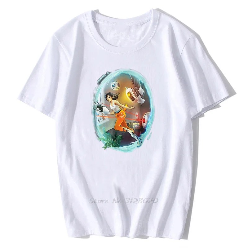 Chell Portal 2 Test Thema T-shirt Sommer Männer Baumwolle T-shirt Oansatz T Hemd Anime Tees Tops Streetwear Harajuku – Detail 7