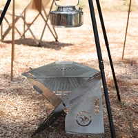 Camping Stove Card Incinerator Outdoor Stainless Steel Folding Sheet Adjustable High Low Picnic Heating Grill BBQ Grill - Image 3