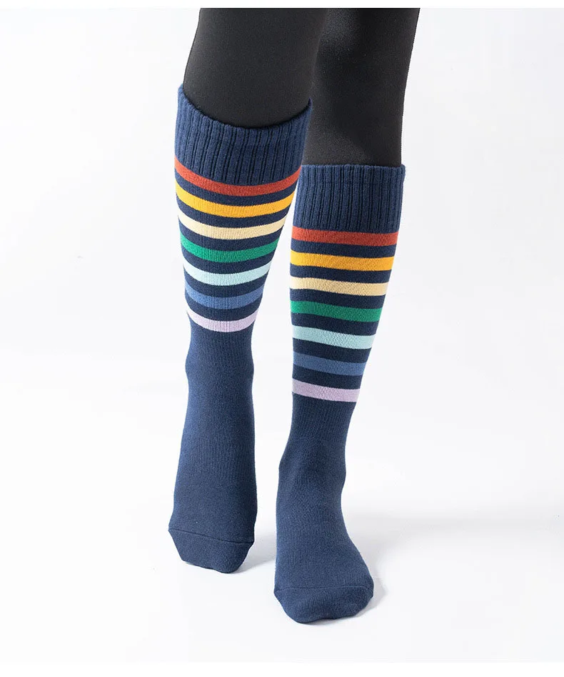 Yoga Socks Women Stripe Pile Dot Silicone Non-slip Pilates Over The Calf Socks 14