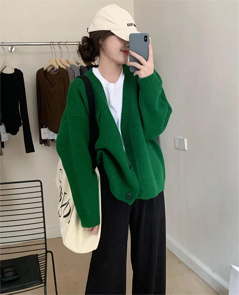 Triangle Pocket Sweater Cardigan Coat 2022 Autumn/Winter New Women's Fashion Versatile Long Sleeve Knitted Top Women