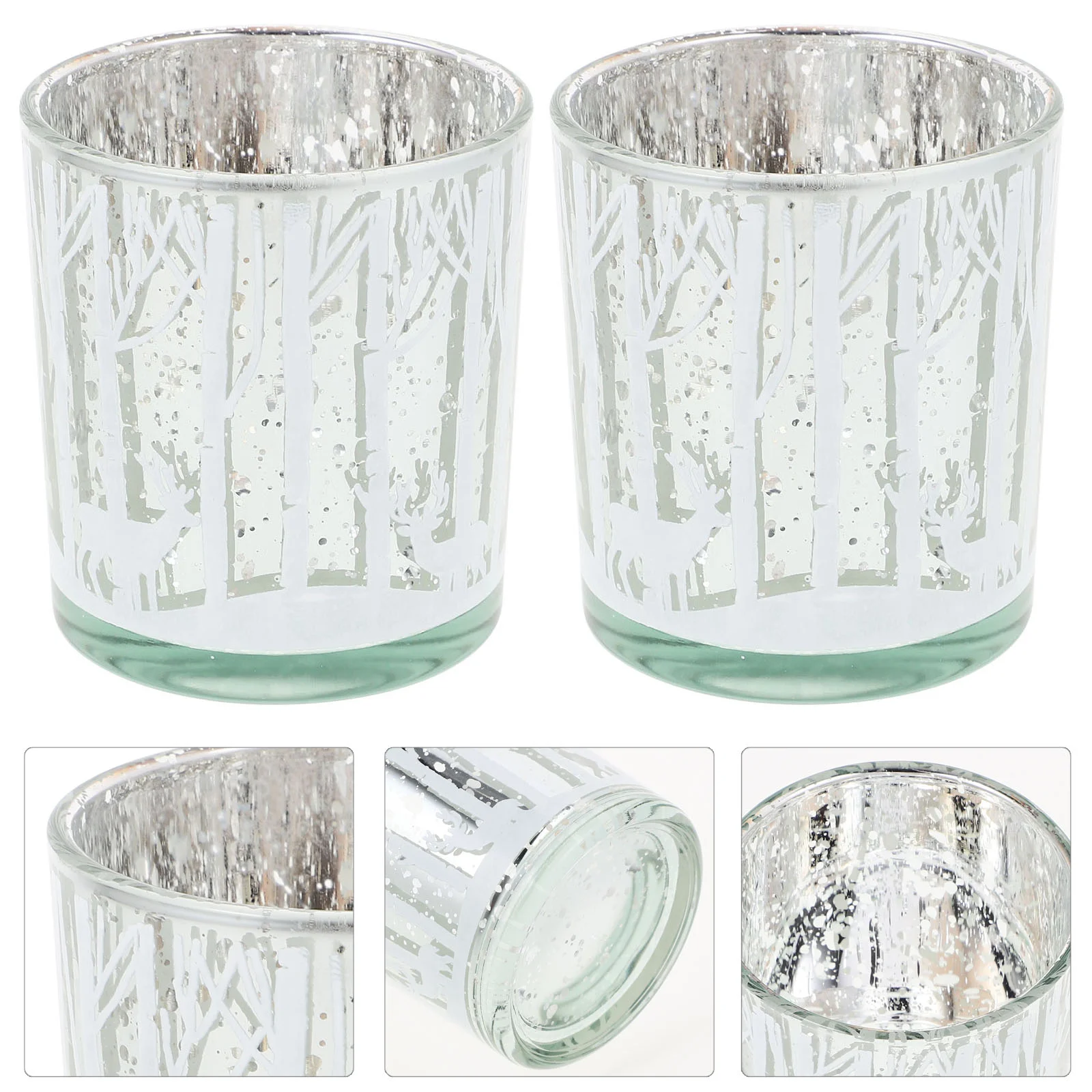 

2 Pcs Empty Cup Christmas Glass Holders Home Decor Aromatherapy Stand Party