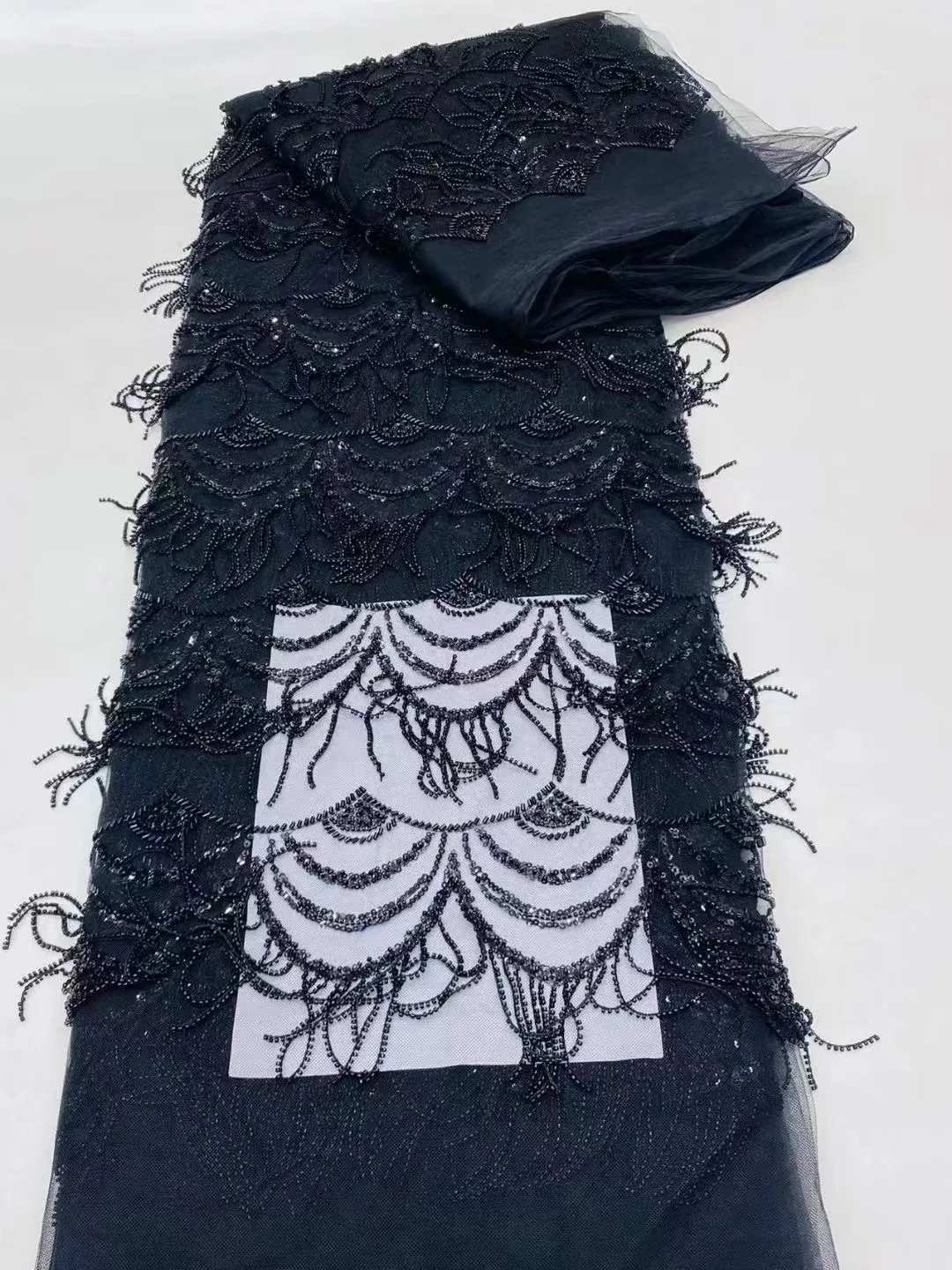 

Navy blue Luxury African Sequins Beaded Lace Fabric 2023 High Quality French Embroidery Groom Nigerian Wedding Bridal Sewing
