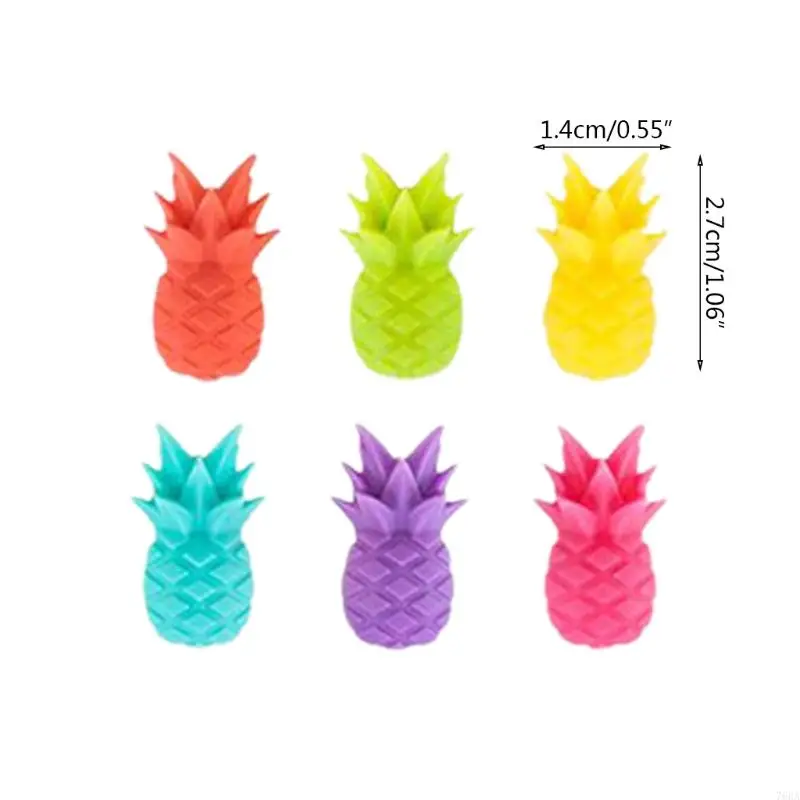 Wine Glass Markers Set of 6 Pineapple Silicone Drink Glass Tags Sign