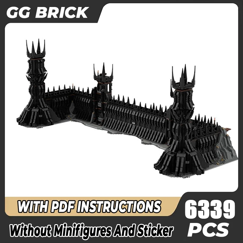 

Волшебные кольца из фильма Moc, строительные блоки UCS, модель черных ворот, технологические блоки «сделай сам», сборка, уличный вид, игрушки, подарки