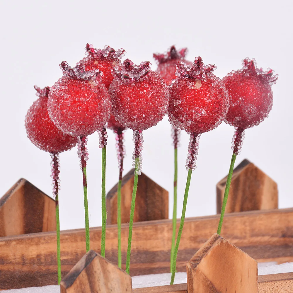 20/50pcs Artificial 1.2CM Berry Cherry Red fruit Christmas New year gift package Tree Wreath DIY Decor Home Store Festival favor