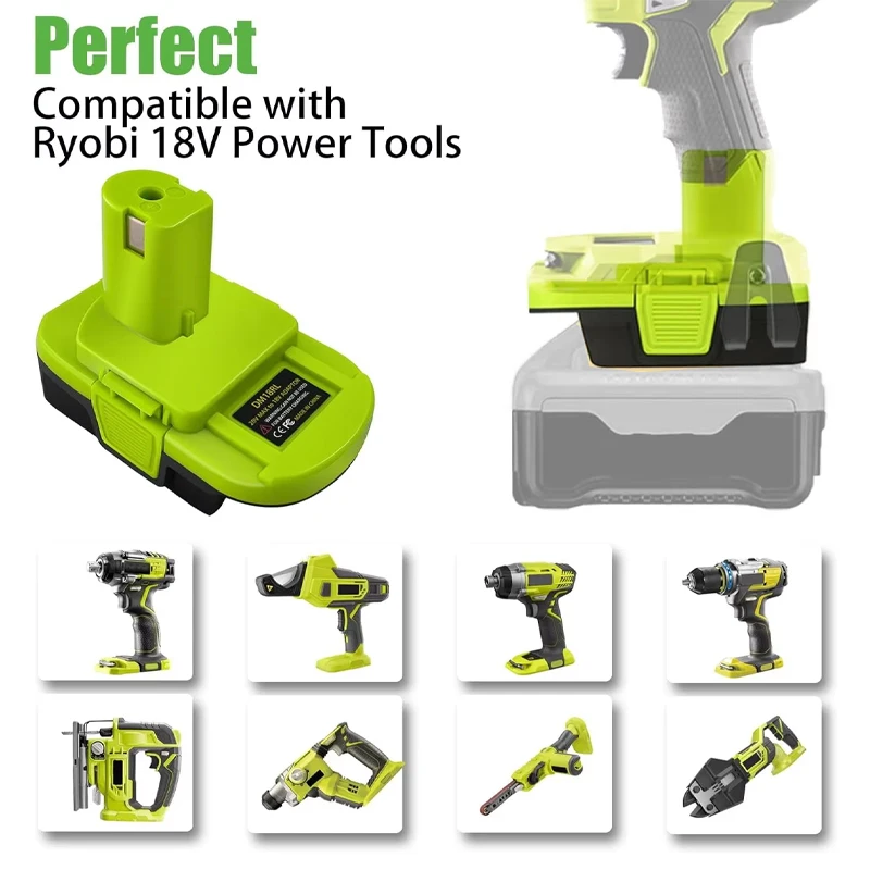 배터리 변환기 어댑터 DM18RL USB DM20ROB 포함 RYOBI용 DEWALT 20V/Milwaukee용 18V 배터리 어댑터 액세서리 변환