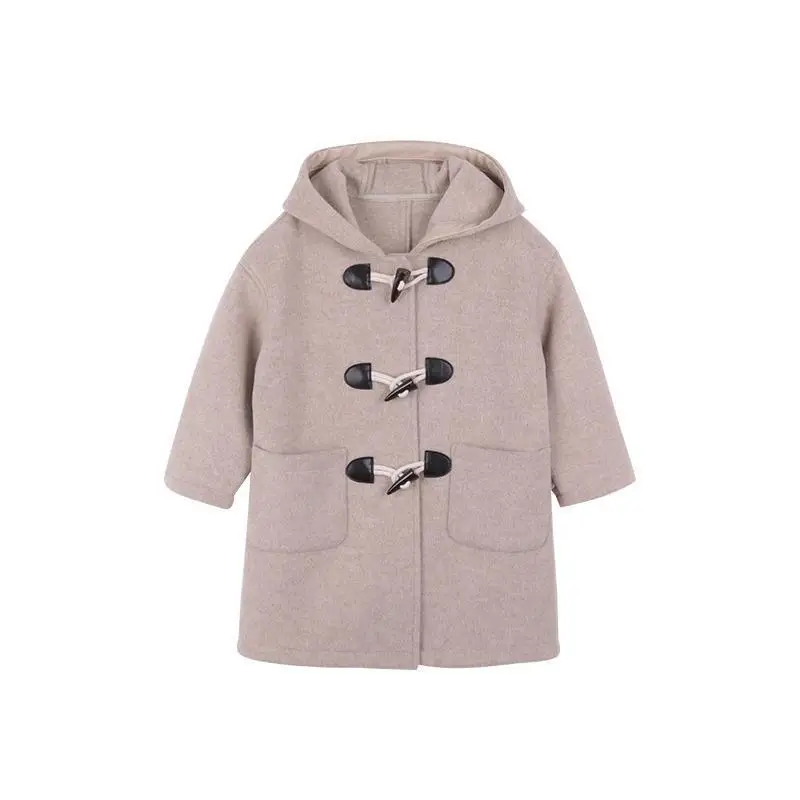 Girls Wool Coat Jacket Outerwear 2023 Long Warm Thicken Plus Velvet Winter Autumn Cotton School Teenagers Children's Clothing