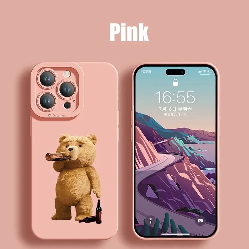 thumbnail image 1 of New Cartoon Teddy Bear Couple Phone Case For iPhone 15 Pro Max 11 12 Mini 13 14 Pro Max X XS XR 78 14 15Plus Soft Silicone Cover, 1 of 5