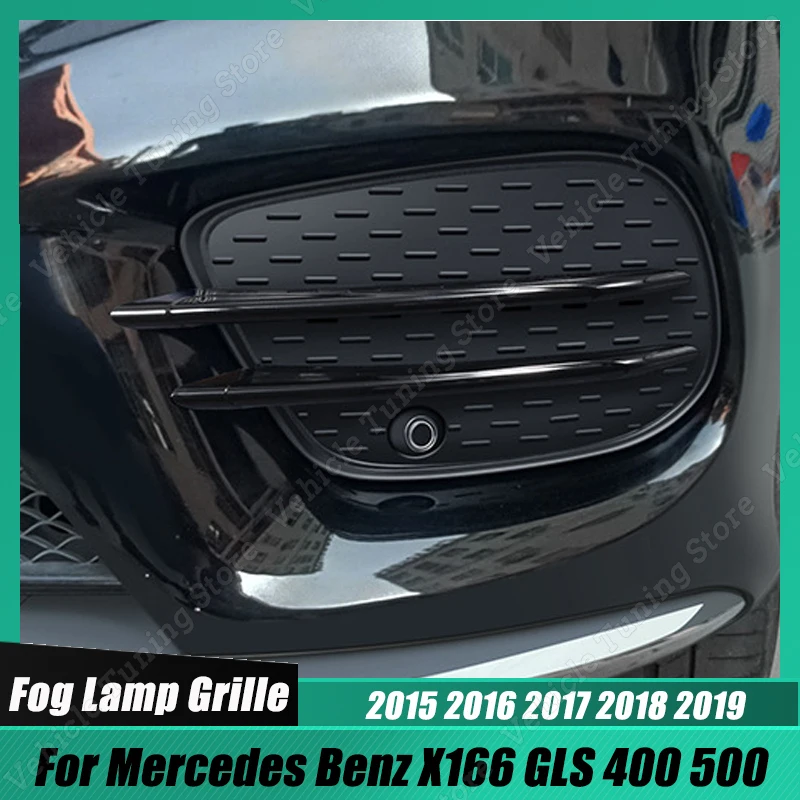 

1Pair Front Lip Bumper Fog Lamp Air Knife Grille Cover For Mercedes Benz X166 GLS 400 500 2015-2019 Bodykit Car Accessories Trim