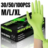 30/50/100PCS Green Disposable Nitrile Gloves Household Use Nitrile Gloves Latex Free Powder Free Cleaning Tattoo Hairdressing 1