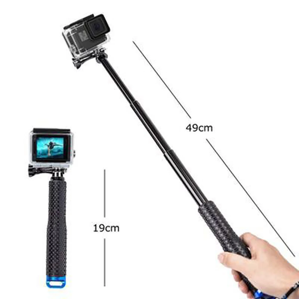 

Gopro Selfie Stick Telescopic Anti-Slip Handheld Small Ant Selfie Stick 19 Inch 49cm Aluminum Alloy Monopod Waterproof Stand