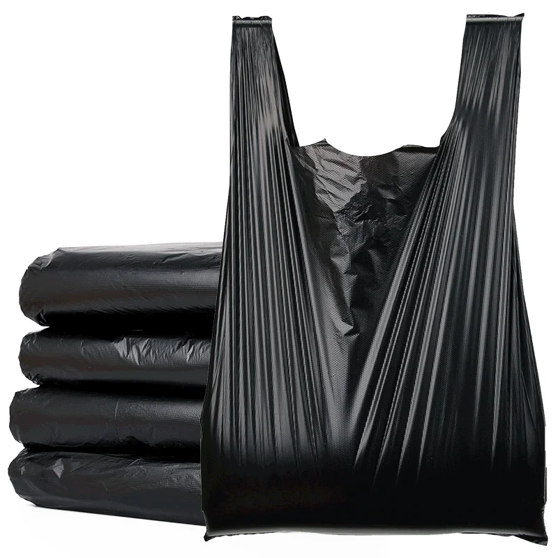 Black Garbage Bag 50pcs Garbage Bags Vest Style Storage Bag For Home