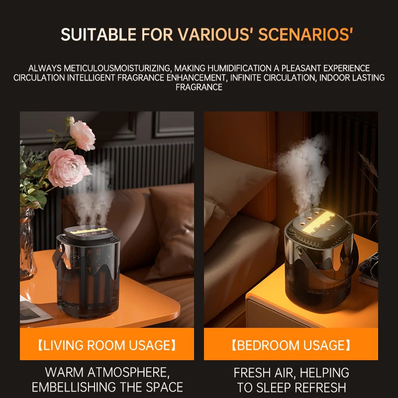 3L Rechargeable Portable Humidifiers for Bedroom Home Office Cool Mist Desk Night Light Ultrasonic Air Humidifier Large Capacity