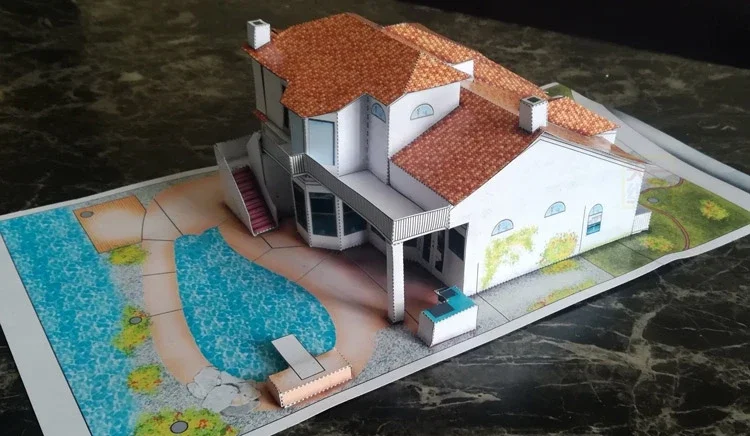 Two-storey Villa Cottage 3D Paper Model DIY Puzzle,3d paper model,paper jigsaw puzzle