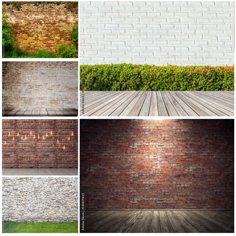 

Photorealistic Fabric Vintage Brick Wall Wooden Floor Photography Backdrops Graffiti Photo Background Studio Prop 2216 DCR-07
