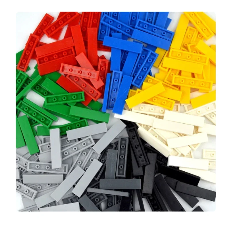 100PCS DIY 빌딩 블록 얇은 그림 벽돌 부드러운 1x4 도트 어린이를위한 ..