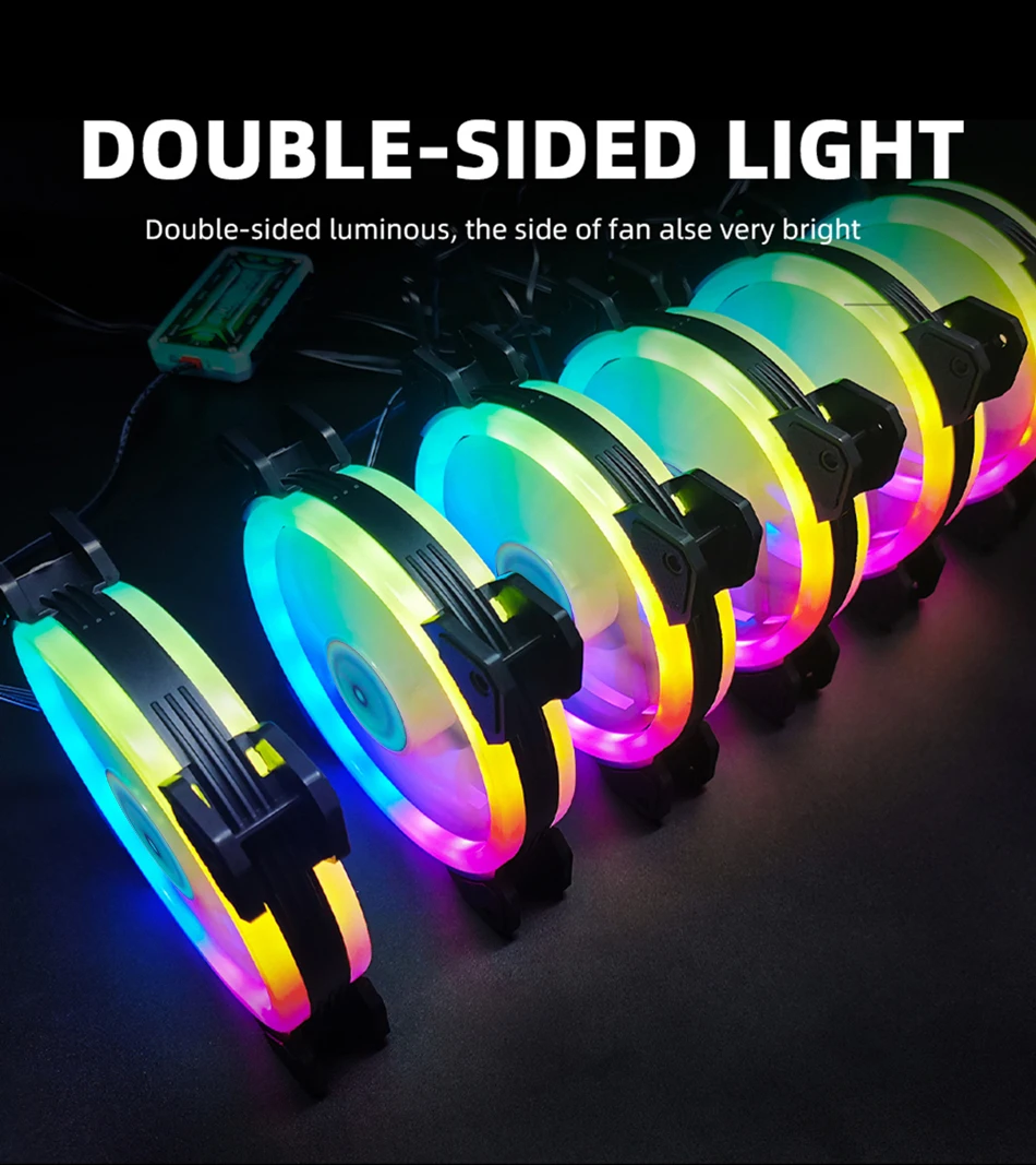 Ventilador para Caixa do Computador pc Cooler Led Rgb Ajustável 12cm Mute Ventilador 5v dc Ventiladores Argb Ajustar Velocidade Aura Sync 6pin 120 mm - Imagem 6