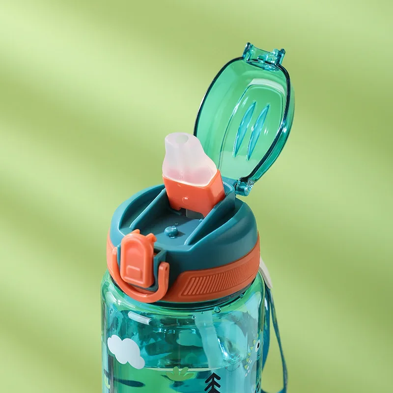 600ML Cartoon Animal Water Bottle Cup With Straw For Kids Leak proof Anti-falling Toddlers Beverage Kettle Summer Water Cup