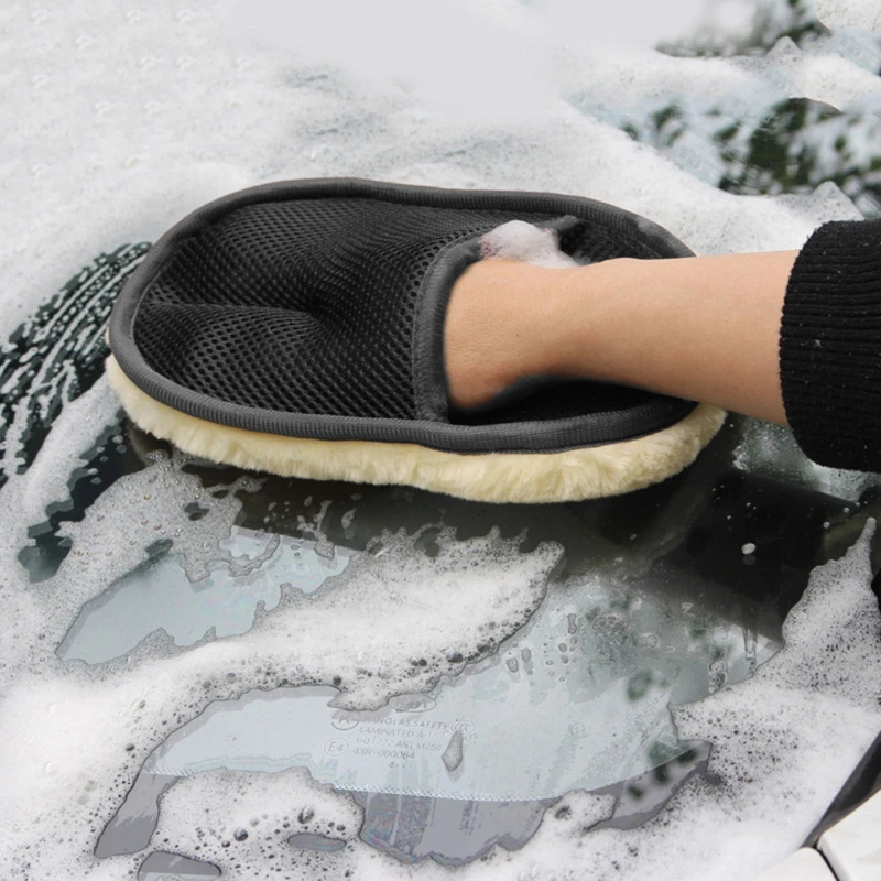 Car Wash Mitt Microfiber Wool Wash Mitt 24x16cm Soft Car Cleaning Glove Soft Microfiber Wool Towels