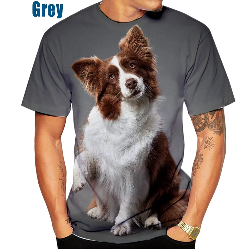 ★COVERNAT★ Border Collie Trio T-Shirt Oatmeal Border Collie Red Tri - Puppy - Caricature - T-Shirt