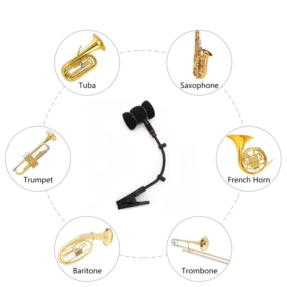 Instrument Condenser Microphone Universal Stand Clip for Saxophone Clarinet Wind Instrument,  Durable Mini Shock Mount Holder